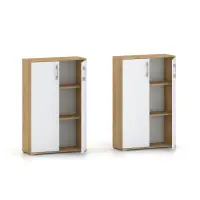 Regał komoda biurowa Pola 2D 110 x 80 cm Hikora z biały drzwiami 3 półki